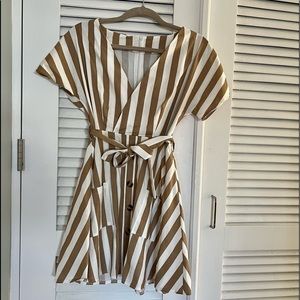 Striped Cotton Mini Dress. Medium.